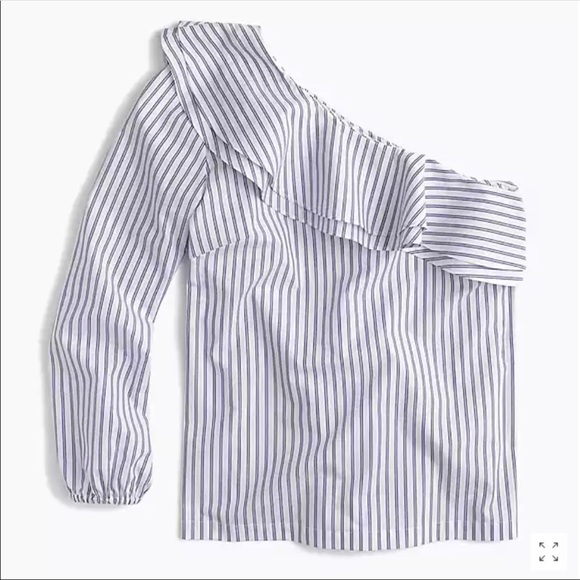 J. Crew Tops - NWT J. CREW Striped One-shoulder Ruffle Top blue 6